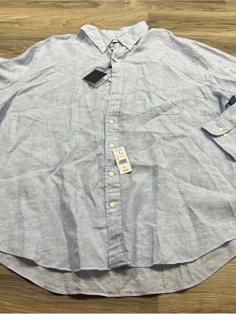 Brooks Brothers Baird McNutt 100% Irish Linen Shirt Blue Mens 2XL $168 NWT